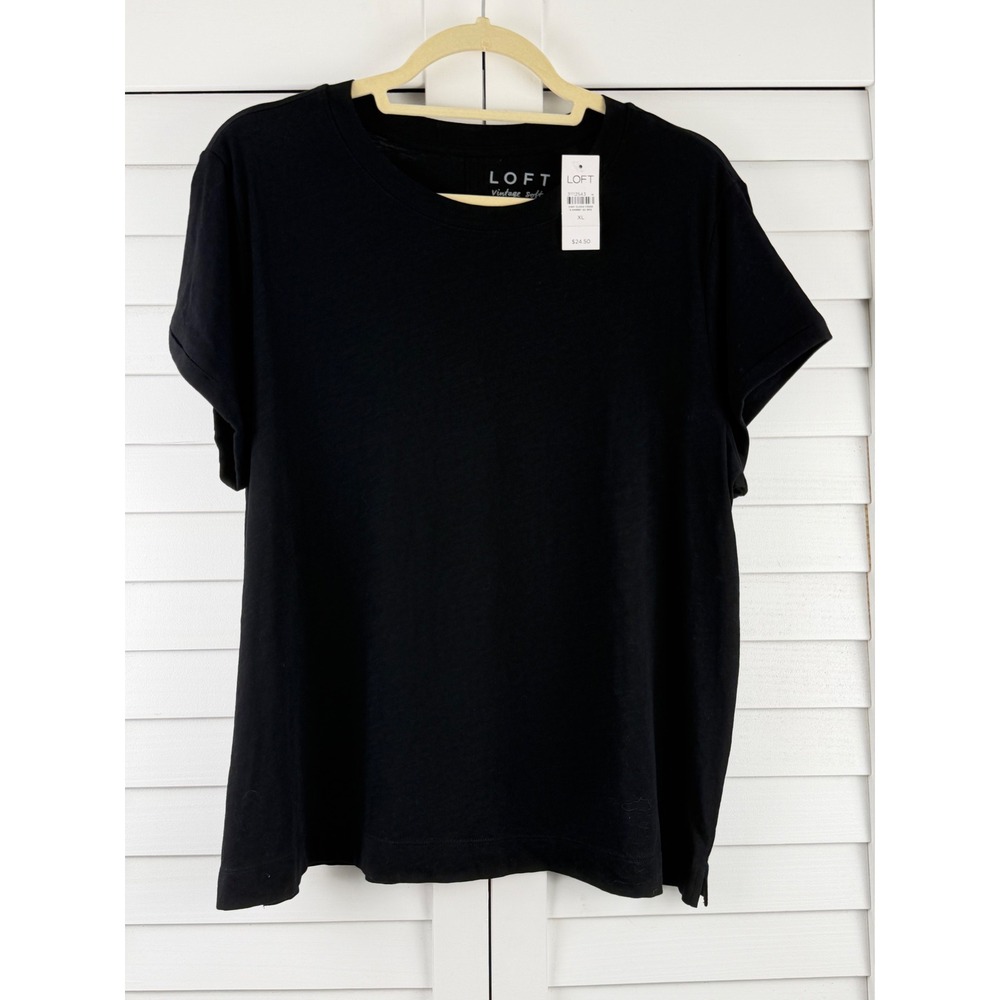 LOFT T-Shirt XL Black Vintage Soft Cotton Short Sleeve Crew Neck NEW